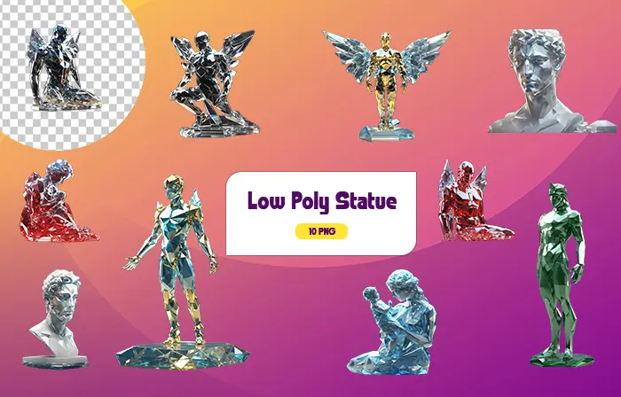 Low Poly Statue 3D Elements Template